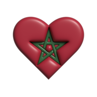 Marocco heart flag shape. 3d render png