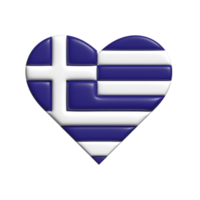 Grecia corazón bandera forma. 3d hacer png
