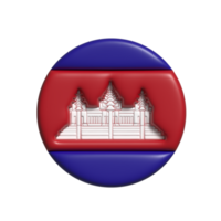 Cambodia circular flag shape. 3d render png