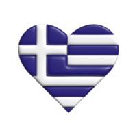 Grecia cuore bandiera forma. 3d rendere png