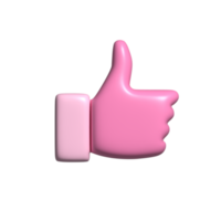 thumb icon pink. 3d render png