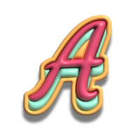 Letter A glossy 3d font png