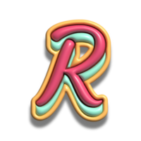 Letter R glossy 3d font png