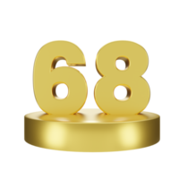 número 68 em a dourado pódio png