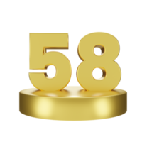 número 58 en el dorado podio png