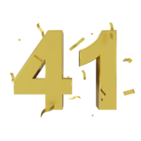 gold 41 number with confetti png