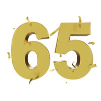 gold 65 number with confetti png