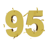 gold 95 number with confetti png