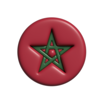 Marocco circular flag shape. 3d render png