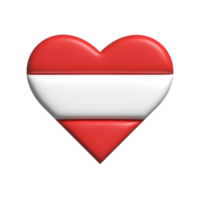 Austria cuore bandiera forma. 3d rendere png