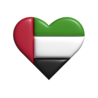 unito arabo Emirates cuore bandiera forma. 3d rendere png