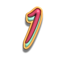 numero 1 lucido 3d font png