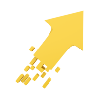 3d rendering golden arrow rises up icon. 3d render yellow arrow grow up icon. Golden arrow rises up. png