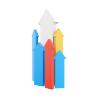 3d rendering arrows directed upwards as success icon. 3d render arrows grow up icon. Arrows directed upwards as success. png