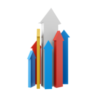 3d rendering arrows directed upwards as success icon. 3d render arrows grow up icon. Arrows directed upwards as success. png