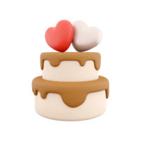 3d Renderização feliz dia dos namorados dia bolo com corações ícone. 3d render bolo com coração ícone. feliz dia dos namorados dia bolo com corações png