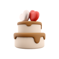 3d le rendu content valentines journée gâteau avec cœurs icône. 3d rendre gâteau avec cœur icône. content valentines journée gâteau avec cœurs. png