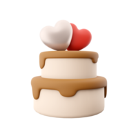 3d le rendu content valentines journée gâteau avec cœurs icône. 3d rendre gâteau avec cœur icône. content valentines journée gâteau avec cœurs. png