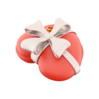 3d rendering red heart gift box with small hearts icon. 3d render box gift icon. Red heart gift box. png