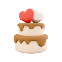 3d interpretazione contento san valentino giorno torta con cuori icona. 3d rendere torta con cuore icona. contento san valentino giorno torta con cuori. png