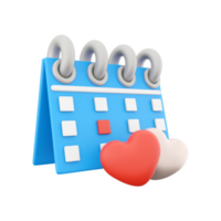 3d render Valentines day Calendar icon. Minimal concept. 3d rendering calendar and two hearts icon. Valentines day Calendar. png