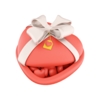 3d rendering red heart gift box with small hearts icon. 3d render box gift icon. Red heart gift box. png