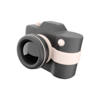 3d representación Cámara fotográfica con lente y botón icono. 3d hacer negro cámara con botton icono. Cámara fotográfica con lente y botón. png