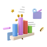 3d rendering marketing research with chart and a magnifying glass icon. 3d render magnifying glass documents chart icon. Marketing research with chart and a magnifying glass. png