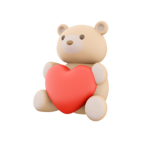 3d render Icon of teddy bear toy with a heart. 3d rendering icon teddy bear toy with heart. Teddy bear toy with a heart. png