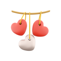 3d rendering reds and white hearts hanging icon. 3d render icon hearts. Reds and white hearts hanging icon. png