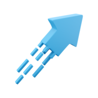 3d render blue arrow icon. 3d render Blue flexible stock arrows up growth icon. Investment, leadership, bussines and financial growth concept. png