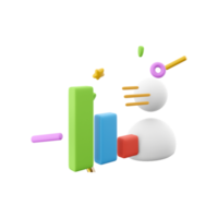 3d rendering user with bar graph icon. 3d render concept for business investment and growth profit icon. User with bar graph. png