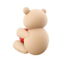 3d render Icon of teddy bear toy with a heart. 3d rendering icon teddy bear toy with heart. Teddy bear toy with a heart. png