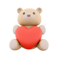 3d render Icon of teddy bear toy with a heart. 3d rendering icon teddy bear toy with heart. Teddy bear toy with a heart. png