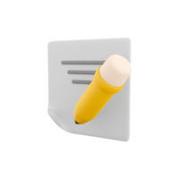 3d rendering clipboard and pencil icon. 3d render writing rext with pencil on clipboard icon. Clipboard and pencil. png