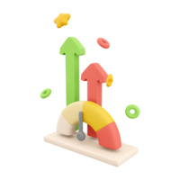 3d Rendern Pfeile wachsen oben Tachometer Symbol. 3d machen schnell Pfeile wachsen oben Tachometer Symbol. Pfeile wachsen oben gemessen durch Geschwindigkeitsmesser. png