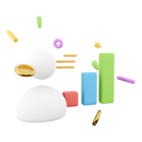 3d rendering user with bar graph icon. 3d render concept for business investment and growth profit icon. User with bar graph. png