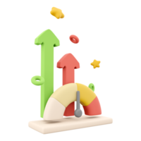 3d Rendern Pfeile wachsen oben Tachometer Symbol. 3d machen schnell Pfeile wachsen oben Tachometer Symbol. Pfeile wachsen oben gemessen durch Geschwindigkeitsmesser. png