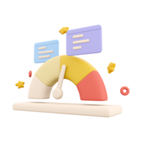 3d renderen pijl punt schaal snelheidsmeter icoon. 3d geven icoon prestatie, wijzer beoordeling risico niveaus, meter, meldingen Aan wit achtergrond. pijl punt schaal snelheidsmeter. png