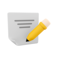 3d rendering clipboard and pencil icon. 3d render writing rext with pencil on clipboard icon. Clipboard and pencil. png