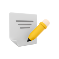 3d rendering clipboard and pencil icon. 3d render writing rext with pencil on clipboard icon. Clipboard and pencil. png