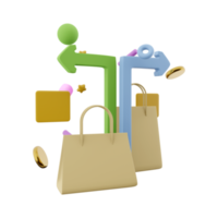 3d rendering shopping for loved ones with delivery icon. 3d render two packages location delivery hearts icon. Shopping for loved ones with delivery. png