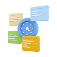 3d rendering clock and notifications icon. 3d render alarm clock and chat box icon. Clock and notifications. png