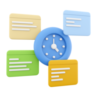 3d rendering clock and notifications icon. 3d render alarm clock and chat box icon. Clock and notifications. png