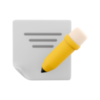 3d rendering clipboard and pencil icon. 3d render writing rext with pencil on clipboard icon. Clipboard and pencil. png