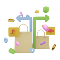 3d rendering shopping for loved ones with delivery icon. 3d render two packages location delivery hearts icon. Shopping for loved ones with delivery. png