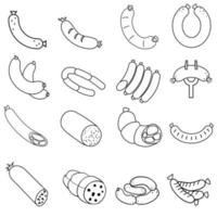 Sausages icon vector set. Meat products illustration sign collection. BBQ symbol or logo.