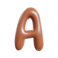 Chocolate alphabet font. 3d render png