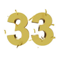 gold 33 number with confetti png