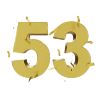 Gold 53 Nummer mit Konfetti png